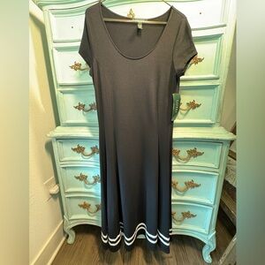 Ralph Lauren Black Midi Dress with White Trim